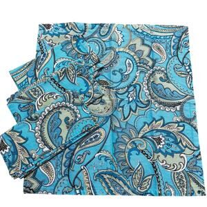 Ridgefield Home Colorful Cloth napkins set of 4 mod blue paisley cotton squares
